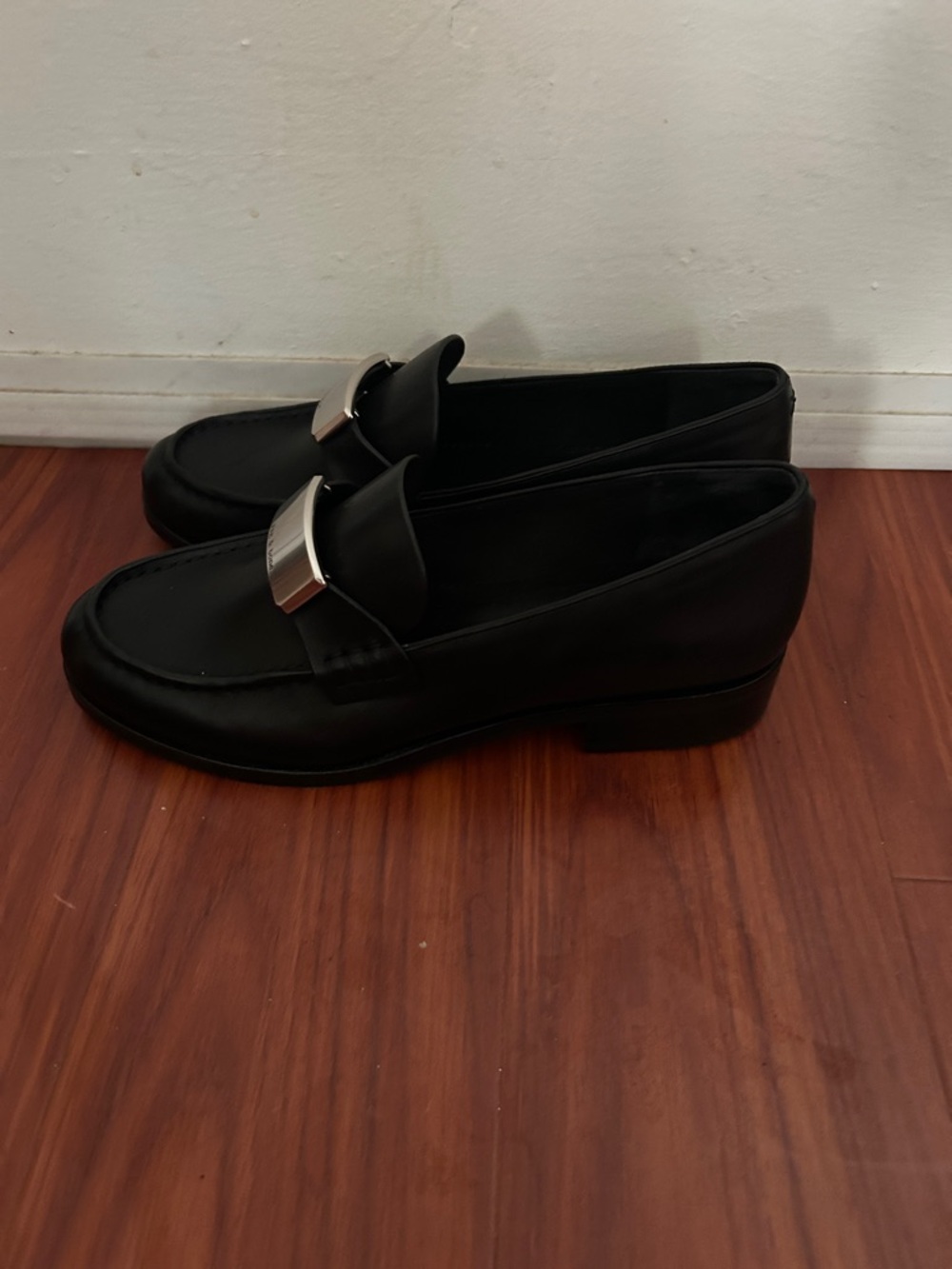 rag & bone Black Leather Penny Loafers with Silver Plaque - Picture 5 of 8